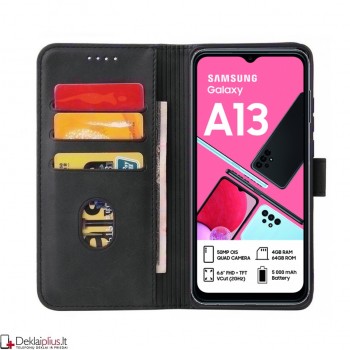 Dirbtinos odos dėklas su 4 skyreliais - juodas (Samsung A13 5G)